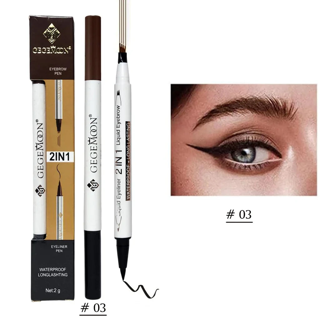 Gegemoon 2 in 1 Eyebrow Waterproof Pencil Long Lasting Fork Sketch Pen