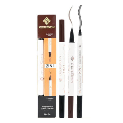 Gegemoon 2 in 1 Eyebrow Waterproof Pencil Long Lasting Fork Sketch Pen